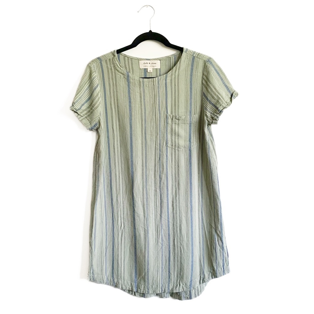 Cloth & Stone Anthropologie Linen Blend Tunic Shift Dress Green